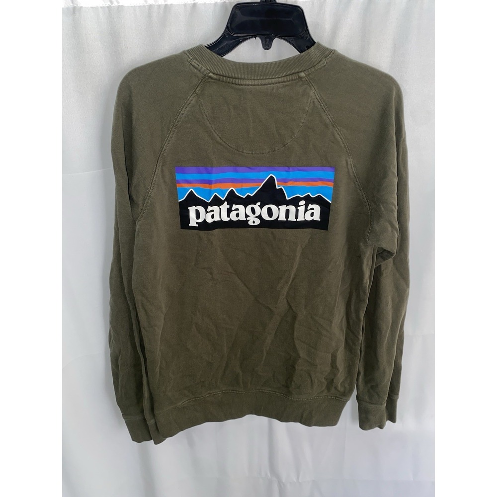 Patagonia Men's P-6 Logo Organic Cotton Crewneck Sweatshirt Small Green 39603